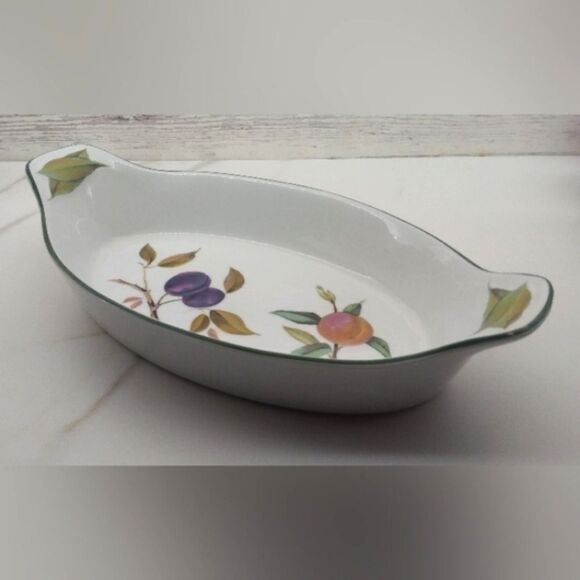 Royal Worcester England Evesham Vale Porcelain Oval Platter w/ Fruit Design - Picture 10 of 16